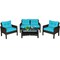 4 Pieces Patio Rattan Free Combination Sofa Set with Cushion and Coffee Table